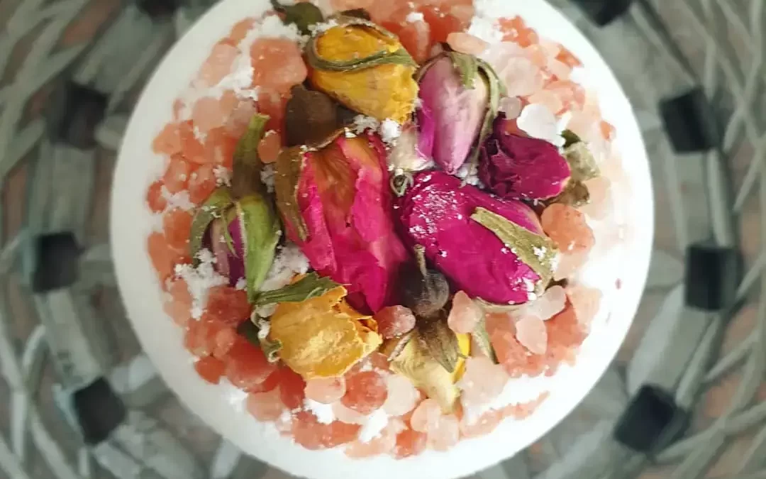 Vegan Organic Blossom Secret Bath Bomb, suitable for eczema, psoriasis