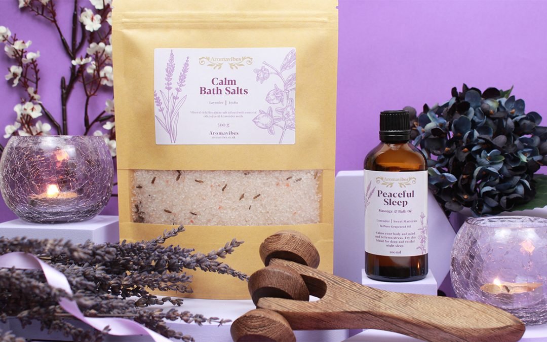 Peaceful Sleep Massage & Bath Oil and Calm Bath Salts Gift Kit